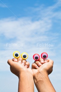 Fair Trade Photo Colour image, Eye, Friendship, Funny, Hands, Outdoor, Peru, Sky, South America, Two, Vertical