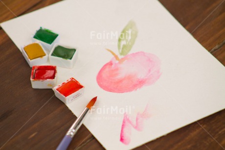 Fair Trade Photo Activity, Apple, Brush, Colour image, Colourful, Exams, Food and alimentation, Friendship, Fruits, Horizontal, Multi-coloured, Paint, Painting, Paper, Peru, Red, School, South America