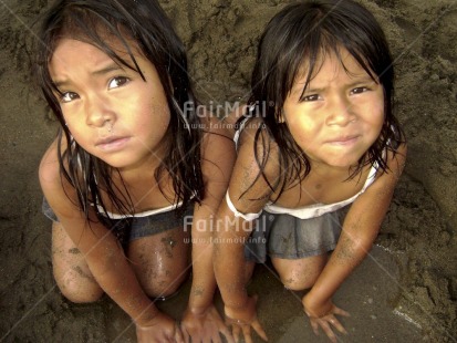 Fair Trade Photo 5-10 years, Activity, Beach, Colour image, Cute, Family, Friendship, Horizontal, Latin, Nature, People, Peru, Sand, Seasons, Sitting, South America, Summer, Thinking of you, Together, Two girls