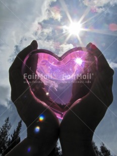 Fair Trade Photo Colour image, Friendship, Hand, Heart, Light, Love, Outdoor, Peru, Pink, Sky, South America, Sun, Tree, Valentines day, Vertical, Warmth