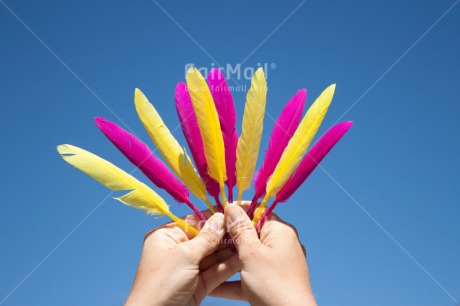 Fair Trade Photo Activity, Birthday, Blue, Celebrating, Colour image, Colourful, Day, Emotions, Feather, Flying, Friendship, Hands, Happiness, Holding, Holiday, Horizontal, Multi-coloured, Outdoor, Peru, Seasons, Sky, South America, Summer, Thank you