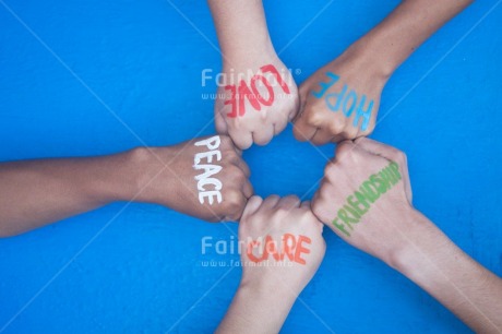 Fair Trade Photo Blue, Body, Colour, Colour image, Friendship, Hand, Hope, Horizontal, Letter, Love, Object, Peace, People, Peru, Place, South America, Text, Together, Tolerance, Values, Wish