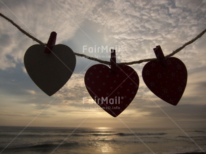 Fair Trade Photo Backlit, Beach, Clouds, Colour image, Heart, Horizontal, Love, Peru, Sea, Silhouette, Sky, South America, Valentines day, Washingline, Water