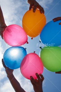 Fair Trade Photo Activity, Balloon, Birthday, Colour image, Congratulations, Cooperation, Day, Group of children, Hand, Outdoor, Party, People, Peru, Playing, Sky, South America, Summer