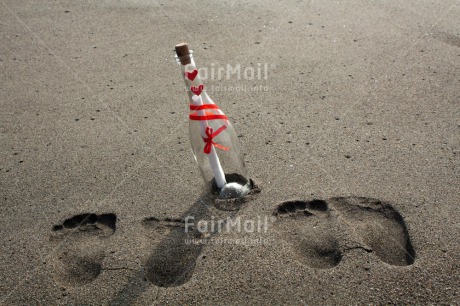 Fair Trade Photo Beach, Bottle, Footstep, Friendship, Horizontal, Love, Outdoor, Peru, Sand, Sea, South America, Summer, Travel, Valentines day