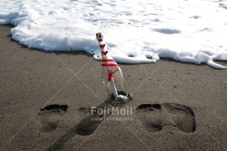 Fair Trade Photo Beach, Bottle, Footstep, Friendship, Horizontal, Love, Outdoor, Peru, Sand, Sea, South America, Summer, Travel, Valentines day