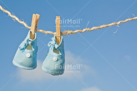 Fair Trade Photo Birth, Day, Horizontal, New baby, Outdoor, Peru, Shoe, Sky, South America, Washingline