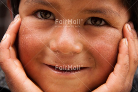 Fair Trade Photo 0-5 years, Activity, Closeup, Colour image, Horizontal, Latin, Looking at camera, One boy, People, Peru, Portrait headshot, South America