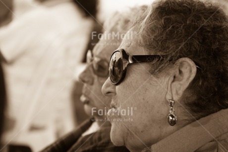 Fair Trade Photo Activity, Black and white, Closeup, Friendship, Horizontal, Latin, Looking away, Old age, People, Peru, Portrait headshot, South America, Two women