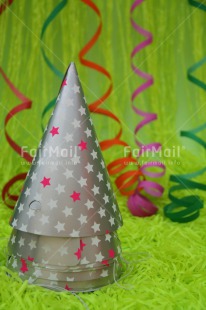 Fair Trade Photo Birthday, Closeup, Colour image, Green, Hat, Party, Peru, South America, Studio, Vertical