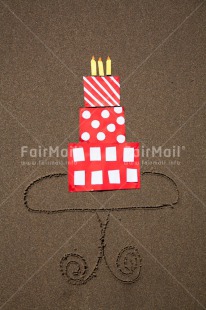 Fair Trade Photo Birthday, Cake, Candle, Closeup, Colour image, Funny, Party, Peru, Sand, South America, Vertical