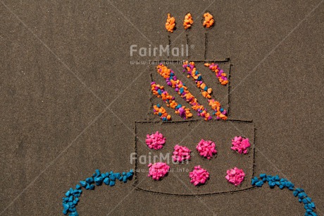 Fair Trade Photo Birthday, Cake, Candle, Closeup, Colour image, Funny, Horizontal, Party, Peru, Sand, South America