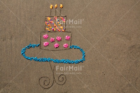 Fair Trade Photo Birthday, Cake, Candle, Closeup, Colour image, Funny, Horizontal, Party, Peru, Sand, South America