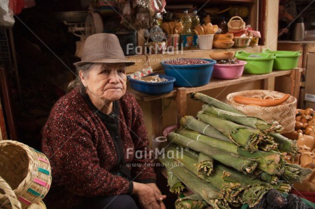 Fair Trade Photo Colour image, Entrepreneurship, Food and alimentation, Hat, Horizontal, Market, Old age, One woman, People, Peru, Rural, Sombrero, South America