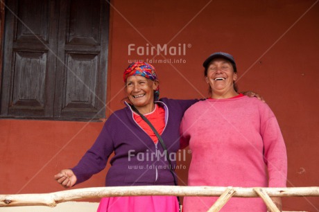 Fair Trade Photo Casual clothing, Clothing, Colour image, Friendship, Horizontal, People, Peru, Rural, Smiling, South America, Together, Two women