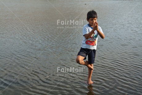 Fair Trade Photo Activity, Colour image, Health, Horizontal, Meditating, One boy, Outdoor, Peace, People, Peru, South America, Water, Yoga