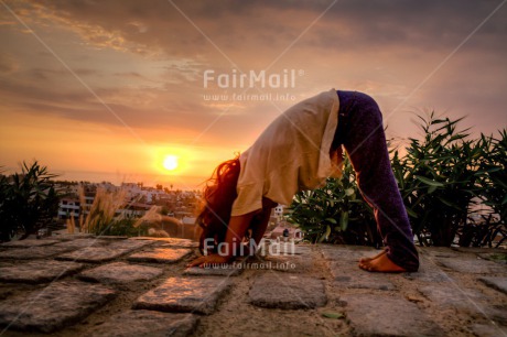 Fair Trade Photo Activity, Colour image, Evening, Horizontal, One girl, Outdoor, People, Peru, South America, Sunset, Yoga