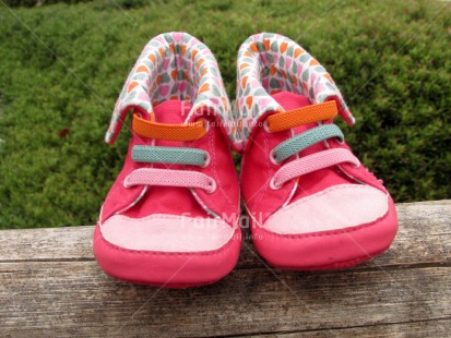 Fair Trade Photo Birth, Closeup, Colour image, Girl, Horizontal, New baby, People, Peru, Shoe, Shooting style, South America