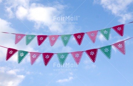 Fair Trade Photo Birth, Birthday, Blue, Clouds, Colour image, Flags, Horizontal, Invitation, New baby, Party, Peru, Sky, South America, Summer