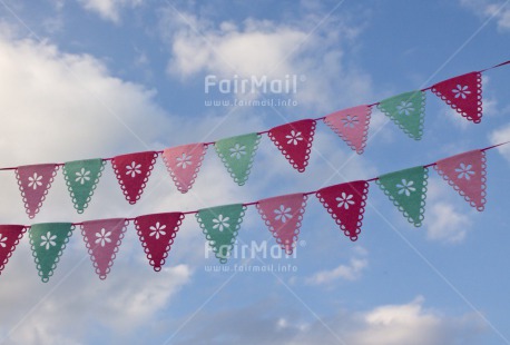 Fair Trade Photo Birth, Birthday, Blue, Clouds, Colour image, Flags, Horizontal, Invitation, New baby, Party, Peru, Sky, South America, Summer