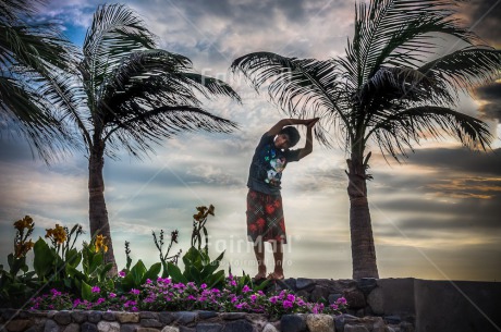 Fair Trade Photo Colour image, Evening, Horizontal, One boy, One child, Outdoor, Peace, People, Peru, Shooting style, Silhouette, South America, Spirituality, Sunset, Wellness, Yoga