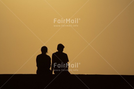 Fair Trade Photo Colour image, Couple, Horizontal, Love, Peru, Shooting style, Silhouette, South America, Sunset, Together, Two people