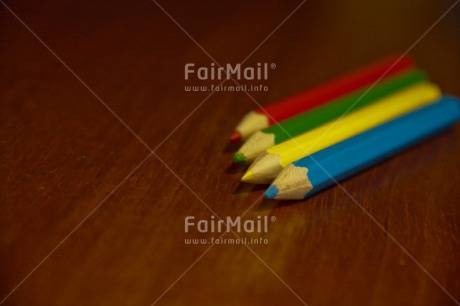 Fair Trade Photo Colour image, Crayon, Desk, Exams, Good luck, Horizontal, Multi-coloured, Peru, School, South America, Success, Table, Wood