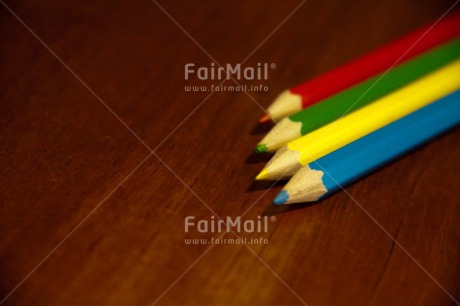 Fair Trade Photo Colour image, Crayon, Desk, Exams, Good luck, Horizontal, Multi-coloured, Peru, School, South America, Success, Table, Wood