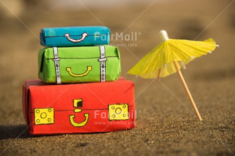 Fair Trade Photo Activity, Beach, Colour image, Good luck, Horizontal, Multi-coloured, New Job, New beginning, New home, Peru, Sand, Seasons, South America, Suitcase, Summer, Travel, Travelling, Umbrella