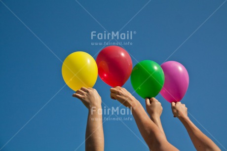 Fair Trade Photo Activity, Balloon, Birthday, Blue, Celebrating, Colour image, Colourful, Friendship, Hand, Hands, Holding, Multi-coloured, Peru, Sky, South America