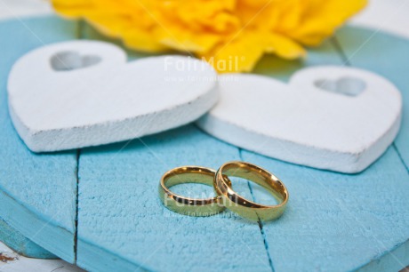 Fair Trade Photo Blue, Colour image, Gold, Heart, Horizontal, Love, Marriage, Peru, Ring, South America, Two, Wedding, White, Wood