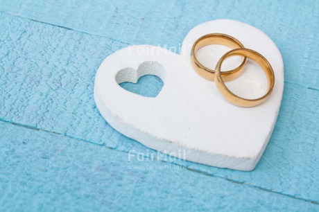 Fair Trade Photo Blue, Colour image, Gold, Heart, Horizontal, Love, Marriage, Peru, Ring, South America, Two, Wedding, White, Wood