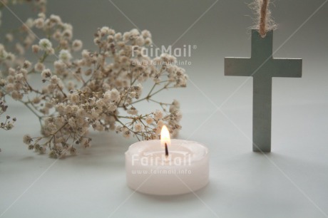Fair Trade Photo Candle, Christianity, Colour image, Communion, Condolence-Sympathy, Confirmation, Cross, Flame, Flowers, Horizontal, Light, Peru, Religion, South America, White