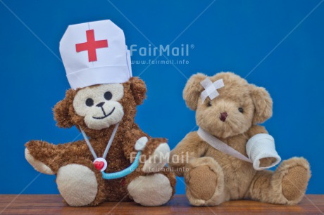 Fair Trade Photo Animals, Bear, Blue, Colour image, Doctor, Get well soon, Monkey, Nurse, Peluche, Peru, Redcross, South America, Teddybear