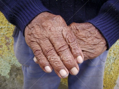 Fair Trade Photo Closeup, Colour image, Day, Hand, Horizontal, Old age, One man, Outdoor, People, Peru, Rural, South America, Wisdom