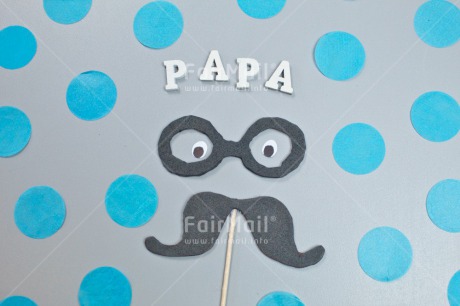 Fair Trade Photo Blue, Colour image, Confetti, Fathers day, Grey, Horizontal, Letter, Moustache, Peru, South America, Text