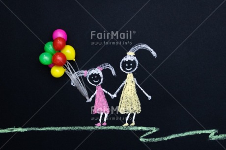Fair Trade Photo Activity, Balloon, Blackboard, Chalk, Child, Cloud, Draw, Drawing, Family, Girl, Mom, Mother, Mothers day, Nature, Object, People, Sister