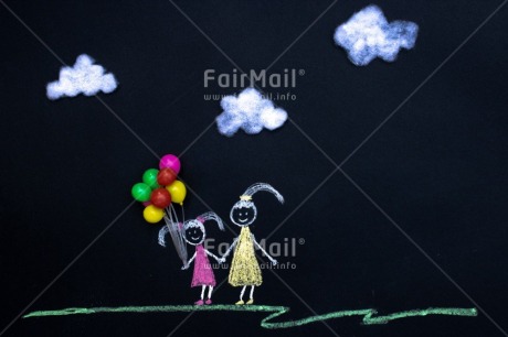 Fair Trade Photo Activity, Balloon, Blackboard, Chalk, Child, Cloud, Draw, Drawing, Girl, Mom, Mother, Mothers day, Nature, Object, People, Sister