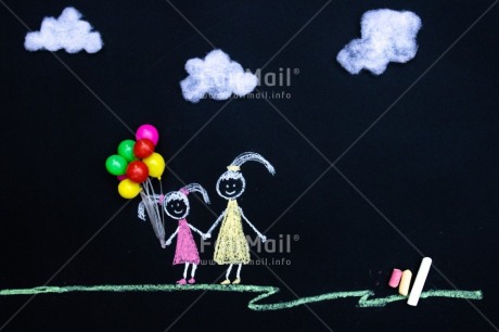 Fair Trade Photo Activity, Balloon, Blackboard, Chalk, Child, Cloud, Draw, Drawing, Girl, Mom, Mother, Mothers day, Nature, Object, People, Sister