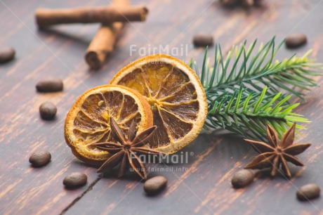 Fair Trade Photo Brown, Christmas, Christmas decoration, Cinnamon, Coffee, Colour, Colour image, Drink, Food and alimentation, Fruits, Horizontal, Object, Orange, Pine, Place, South America, Wood