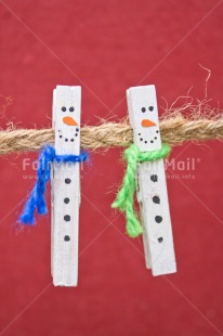 Fair Trade Photo Christmas, Christmas decoration, Colour, Colour image, Object, Peg, Place, Red, Snowman, South America, Vertical, Washingline