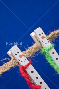 Fair Trade Photo Blue, Christmas, Christmas decoration, Colour, Colour image, Object, Peg, Place, Snowman, South America, Vertical, Washingline