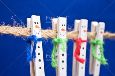 Fair Trade Photo Blue, Christmas, Christmas decoration, Colour, Colour image, Horizontal, Object, Peg, Place, Snowman, South America, Washingline