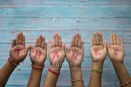 Fair Trade Photo Blue, Body, Bracelet, Colour, Colour image, Friendship, Gratitude, Hand, Horizontal, Letter, Object, People, Peru, Place, South America, Text, Thank you, Together, Values