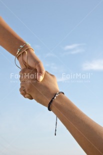 Fair Trade Photo Blue, Body, Bracelet, Colour, Colour image, Friendship, Hand, Help, Hope, Horizontal, Nature, Object, People, Peru, Place, Sky, Solidarity, South America, Together, Union, Values, Vertical