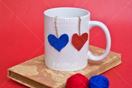 Fair Trade Photo Ball of yarn, Blue, Book, Colour, Heart, Love, Mug, Object, Red, Thinking of you, Valentines day, Vertical