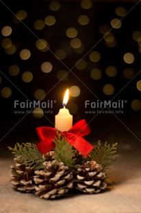 Fair Trade Photo Activity, Adjective, Bow, Candle, Celebrating, Christmas, Christmas decoration, Colour, Light, Nature, Object, Pine cone, Present, Red, Ribbon, Vertical