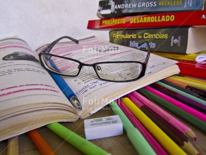 Fair Trade Photo Book, Closeup, Colour image, Colourful, Exams, Glasses, Good luck, Horizontal, Pencil, Peru, Reading, South America