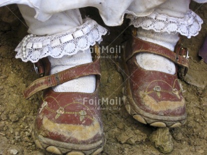 Fair Trade Photo Birth, Closeup, Colour image, Horizontal, New baby, One girl, People, Peru, Rural, Shoe, South America