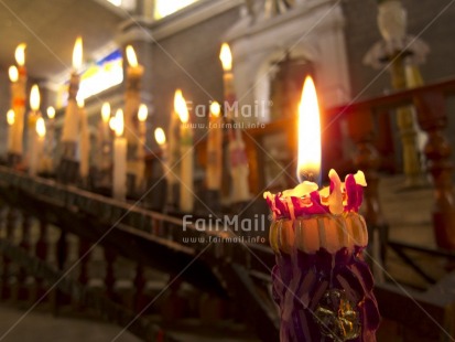 Fair Trade Photo Candle, Christmas, Church, Colour image, Flame, Focus on foreground, Horizontal, Indoor, Peru, Religion, Religious object, South America, Spirituality